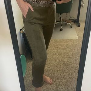 Brochu Walker - Brushed Velvet Olive Cropped Pants
